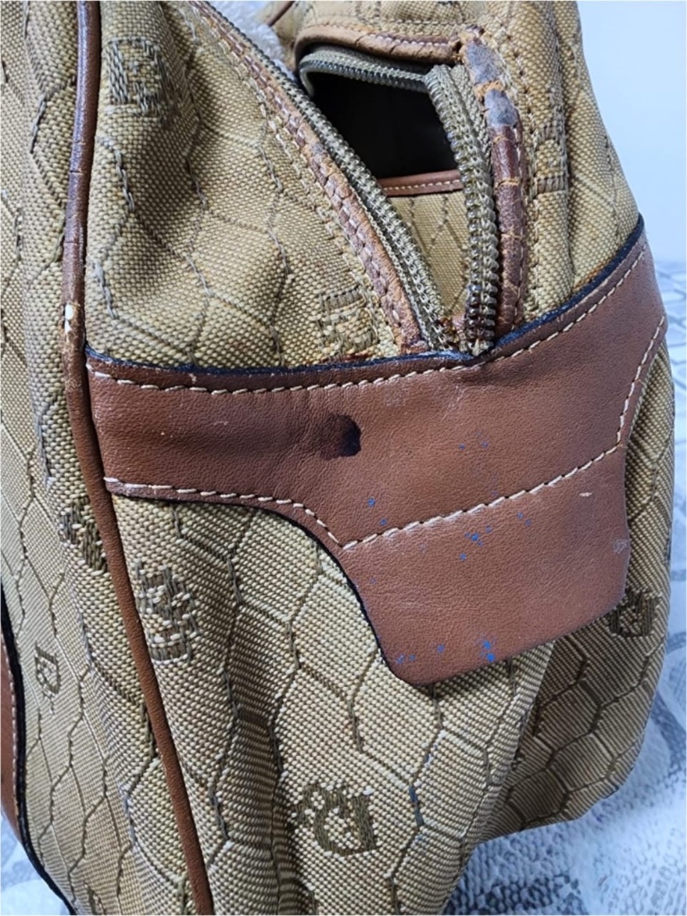 Authentic Christian Dior Vintage Canvas Boston Bag Beige/Brown - Picture 3 of 16